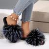 Fashion Brand Design Mix Color Furry Slippers Women Fluffy Fur Comfort Soft Sole Indoor Slippers Warm Faux Fur Woman Shoes 2025 Winter