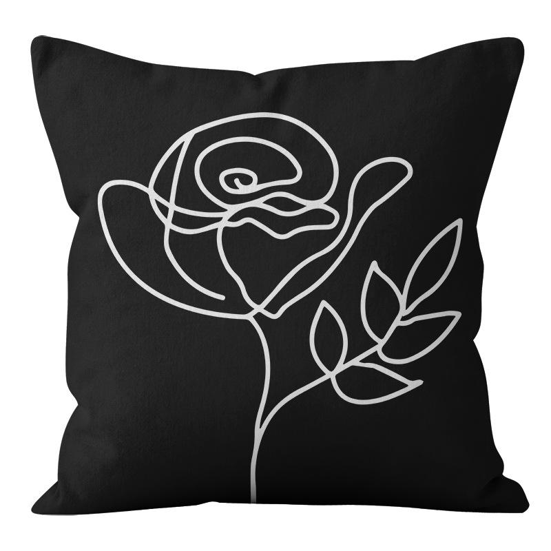 Cartoon Black and White Abstract Pattern Home Sofa Pillowcase