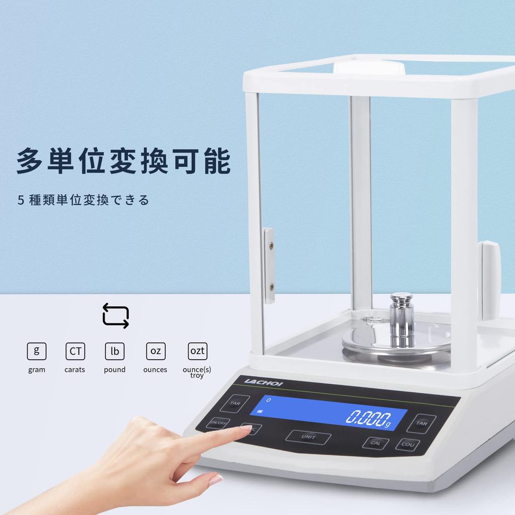 LACHOI Precisionselektronisk 100g x Digital Precisionselektronisk Analytisk Digital för Smycken och Smycken Inkluderar Vindskydd och Japansk