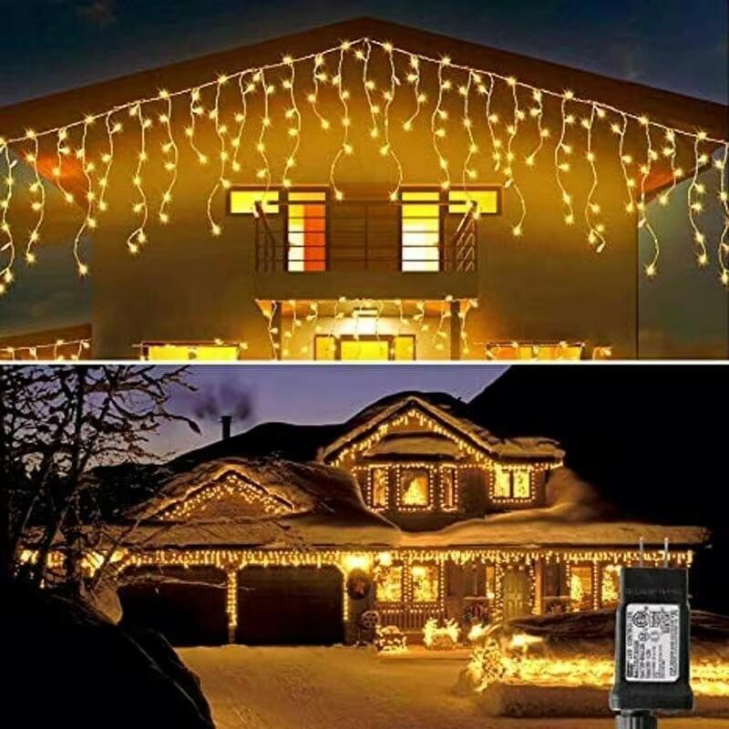 LED-Lichterketten Vorhang Eiszapfen Lichterkette für Neujahr Weihnachten Hochzeit Hausparty Dekorativ
