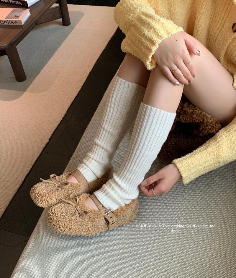 Beautiful! Mao Mao Shoes Women's 2025 New Bow Flat Bottom Thickened Mary Jane Fleece Warm Lamb Mao Shoes