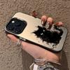 Black Cat Ink Painting Phone Case For  Redmi Note 13 12 Pro Plus 4G 5G 11 10 Pro 10S 11S 12S 13C Plating Matte Hard Cover