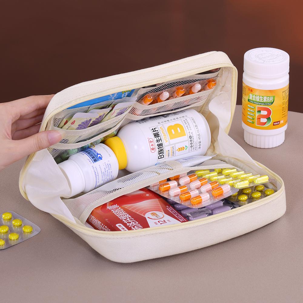 Large Capaci Medicine Bag for Men Women First Aid Kit with Zip Sort Outdoor Travel Essential Storage Pouch Mini Tote Capsule Bag