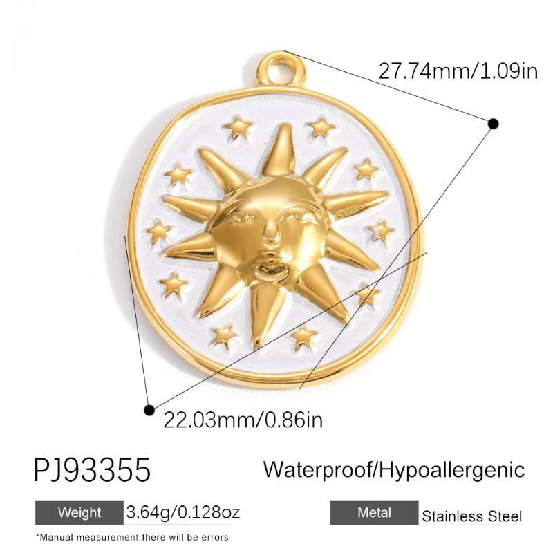 304 Stainless Steel Pendants Plated Blue Drop Flower Printed Charms For Diy Necklace Jewelry Making