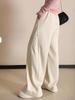 Banana Pants Winter 480g Wool Smooth Drape Split Pants with Elastic Waist