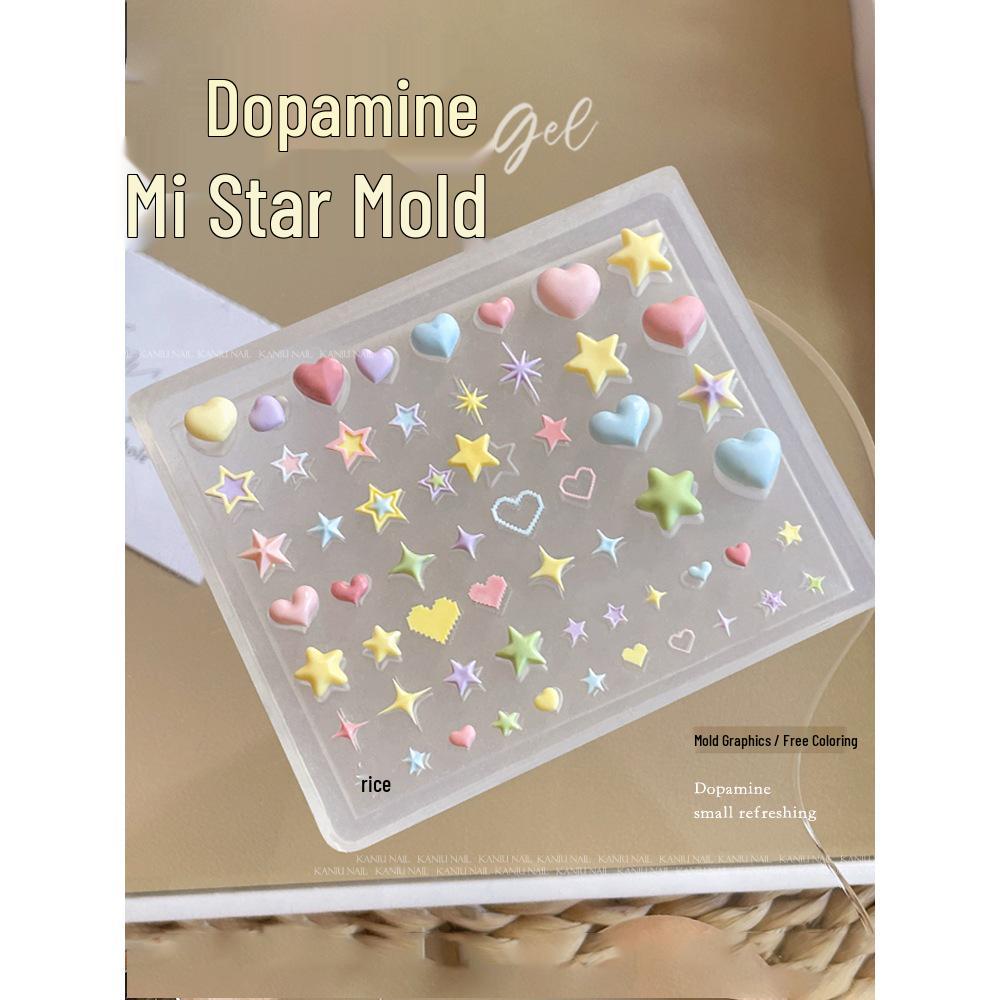 2026 Dopamine Stars Silicone Mold: Cute Star, Rays & Heart Ornaments for 3D Nail Art, Easy Release