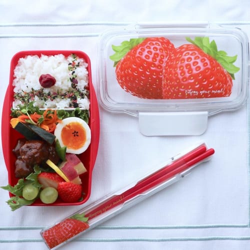 Komori Resin Fresco Separate Lunch Box, Strawberry, 500ml