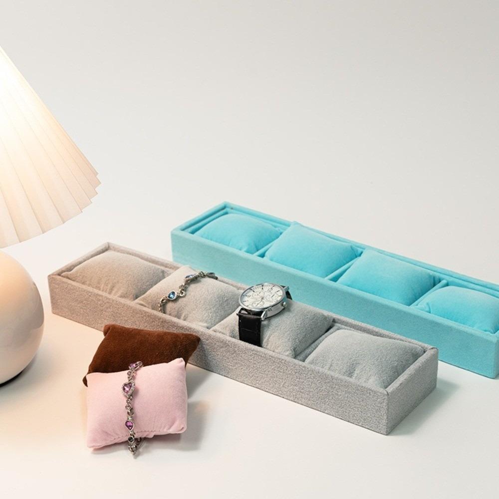 4 Slots Velvet Jewelry Organizer with Soft Pillow Watches Display Holder  Bracelet Bangle Watches