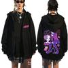 Japanese Anime Black Stone Zipper Hoodie Men's and Women's Manga Casual Zipper Jacket Men's Retro Harajuku Zipper Sweatshirt