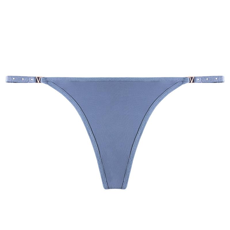 Damen Frühling und Sommer Sexy Metall Schnalle Baumwoll Schritt Nicht Abzeichnend Niedrige Taille Tanga Unterwäsche