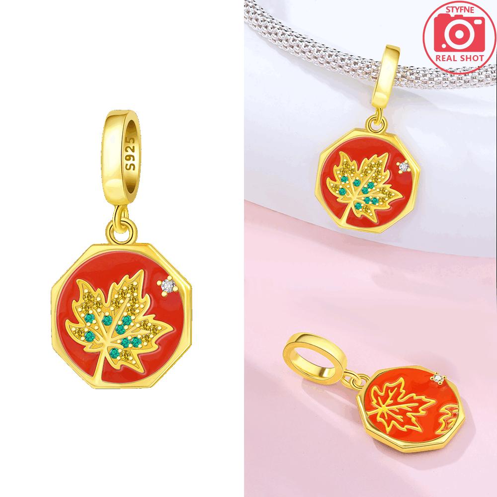 Gold Series Original Copper Sleeping Cat Cute Moon Grape Cherry Star Moon Pendant Beads Fit Bracelet Women Jewelry Gift Diy