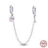 Real 925 Silver Stars & Moon Sunflower Safety Chains Spacer Beads Charms Fit Qikaola 925 Bracelets DIY Jewelry