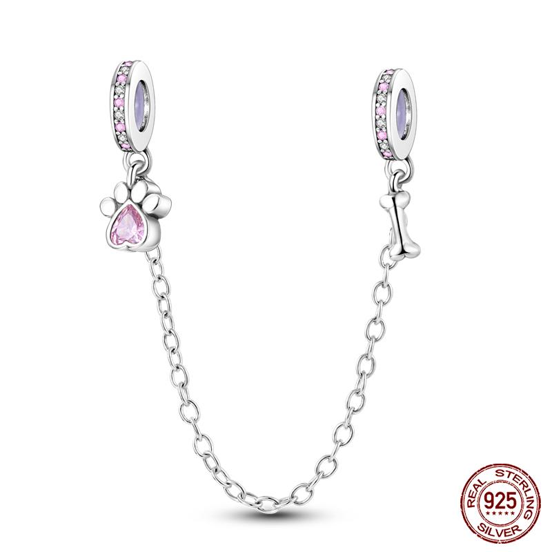 Real 925 Silver Stars & Moon Sunflower Safety Chains Spacer Beads Charms Fit Qikaola 925 Bracelets DIY Jewelry