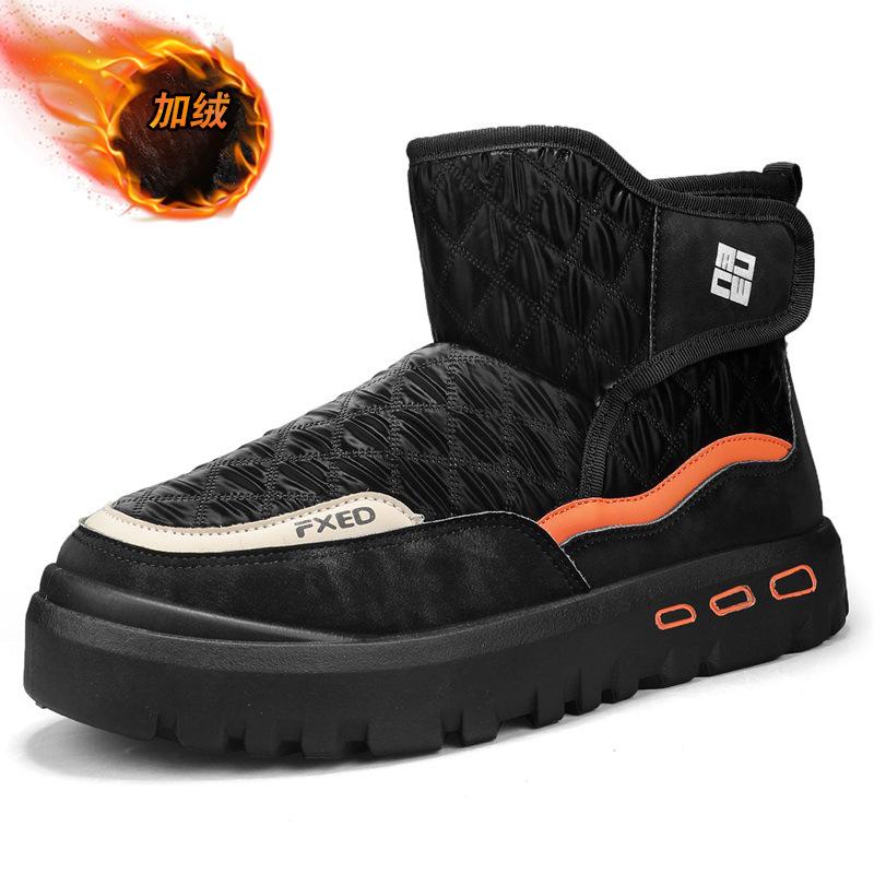 Winter new high-top Velcro snow boots piled thickened warm cotton shoes new thick-soled non-slip short boots 39