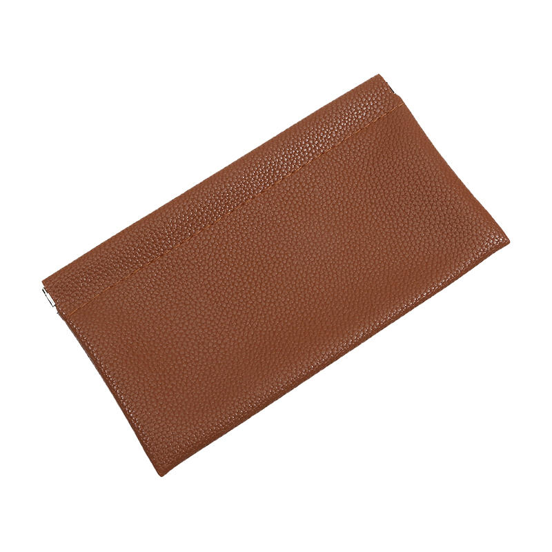 Self-closing First-layer PU Leather Long Wallet Passport Driver's License Document Holder Data Cable Cosmetic Bag
