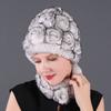 Rex Rabbit Rose Hat and Flower Scarf Set Specializing In the Production of Rex Rabbit Scarf Hat Two-piece Adult Hat