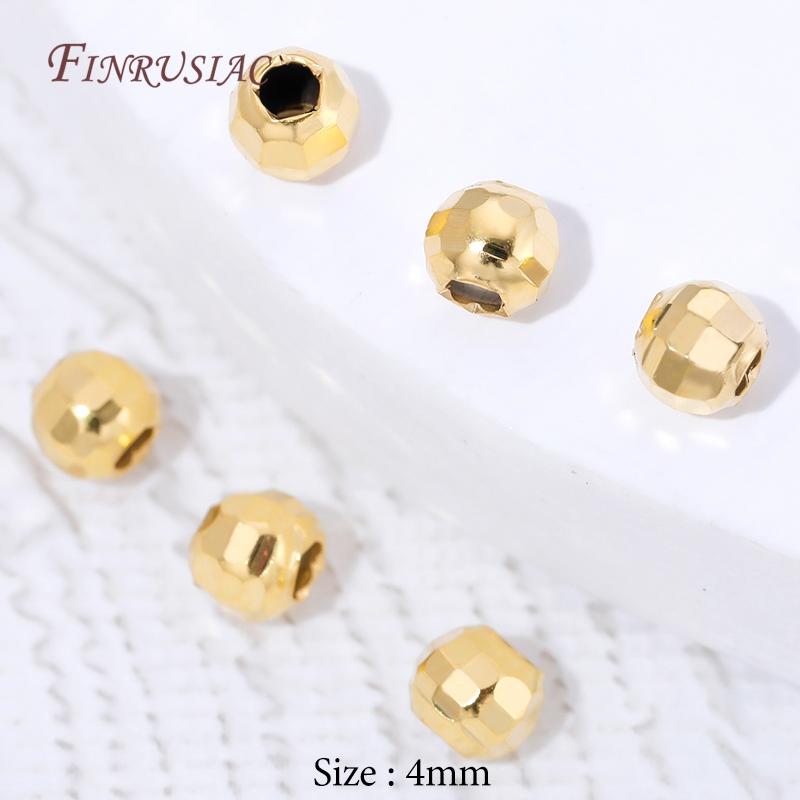 

10/20Pcs 18K Gold Plated Spacer Beads For Jewelry Making, 4mm 5mm 6mm Round Beads For Bracelets Accessories,Handmade DIY Bead 10 pcs