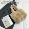 Dames Pluizige Schoudertassen Winter Top-Handvat Handtas Pluche Tote Bag Effen Kleur Commuter Veelzijdige Handtas CLE