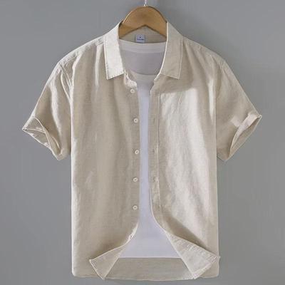 Men's Casual Summer Linen Short-Sleeve Shirt and Cardigan