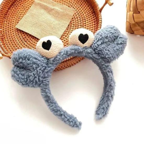 Women Headband Soft Lamb Velvet Crab Shape Thickened Fluffy Filling Anti-Slip Tooth Design Hair Hoop Makeup Face Washing Hair Accessory