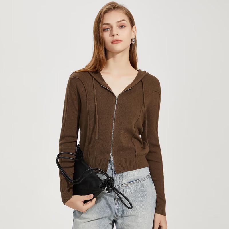 Tatu Women's Hooded Double-Zip Knit Cardigan