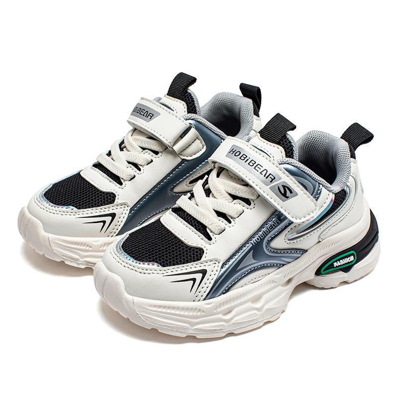 

Весенние повседневные кроссовки HOBIBEAR с сеткой для мальчиков, дышащая спортивная обувь с двойной сеткой для девочек на липучке 27 чёрный