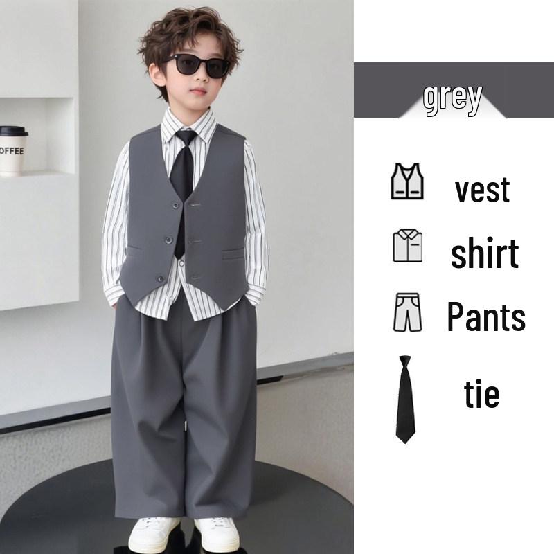 Boys' Spring Casual Suit Set - Formal Page Boy & Piano Performance Wear