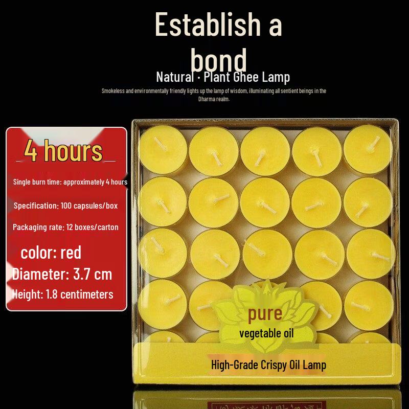 LIEI 4-Hour Butter Lamp Candles (100-Pack)