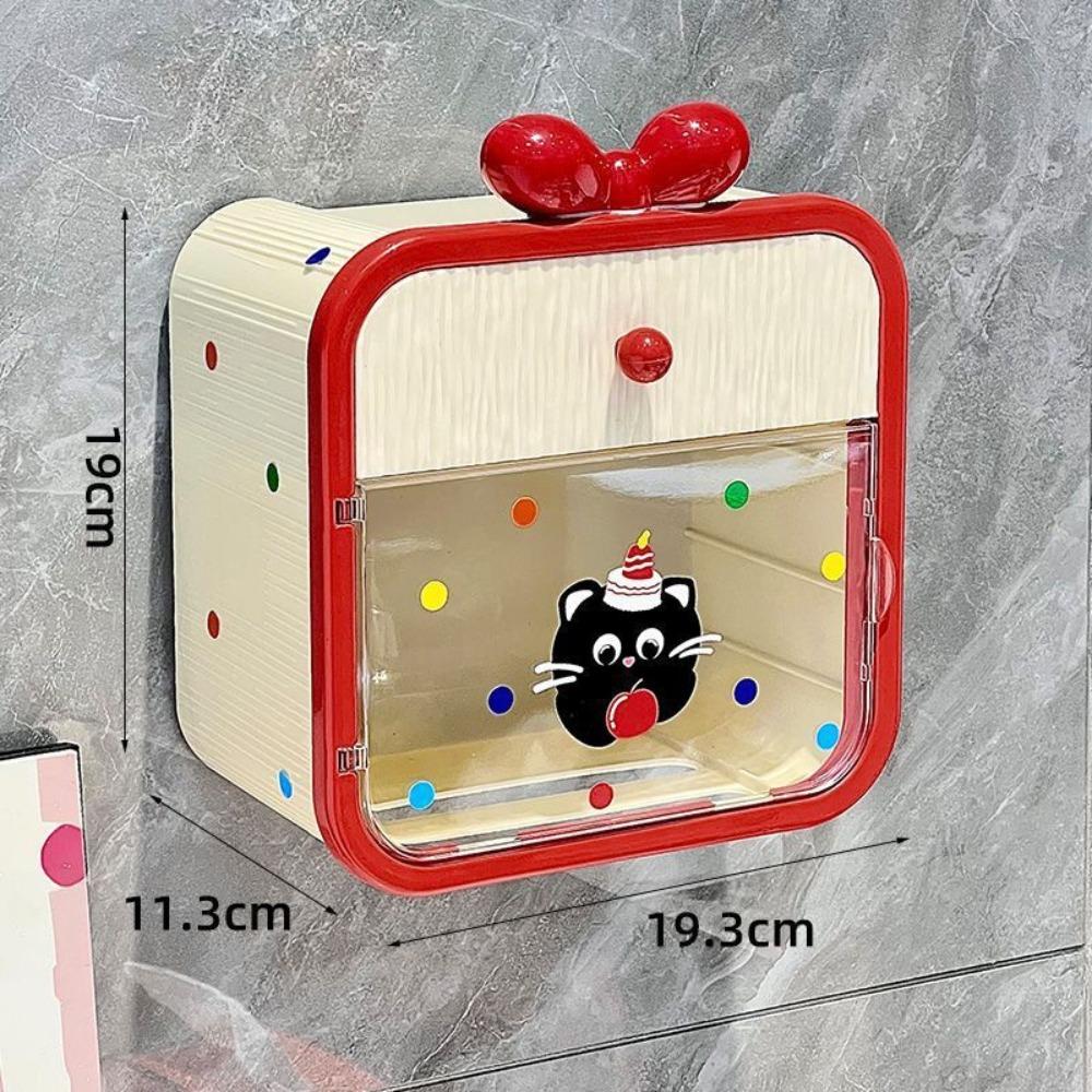 ABS Non Punched Tissue Box Wall-mounted Tissue Storage Cute Shelf Home белый