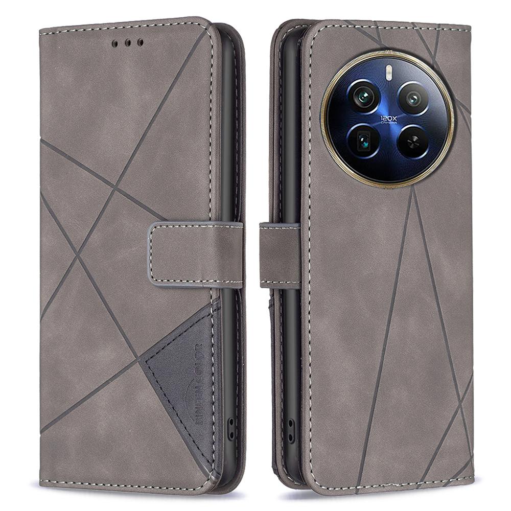 BINFEN COLOR For Realme 12 Pro 5G/12 Pro+ 5G Phone Cases Wallet Stand Geometry Imprint Leather Cover
