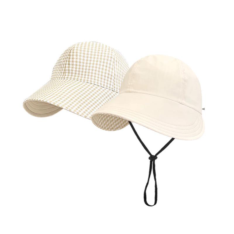 Double-sided Plaid Sunscreen Hat Women's Summer Foldable Sun Hat Outdoor UV Protection Breathable Big Eaves Sun Hat Batch