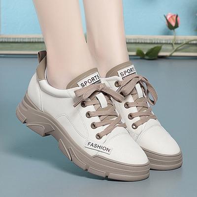 Women's Spring Lace-up Soft-soled White Shoes for Summer, Breathable and Versatile Casual Low-heeled Shoes