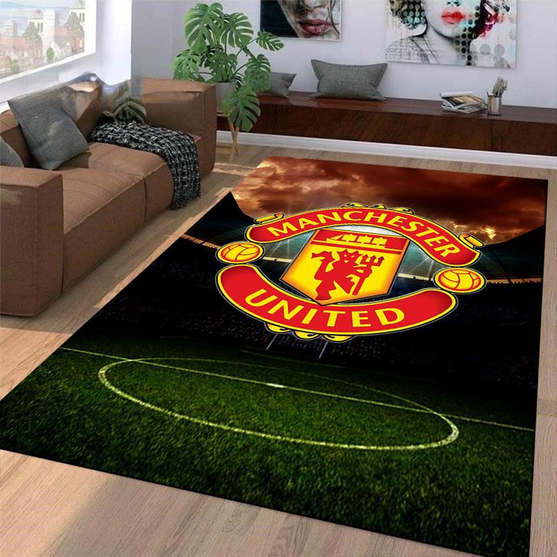 "Manchester United Logo Carpet, Stadium Background, Sports Fan Rug" Suitable for Use As an Anti-slip for Living Room Bedroom Sofas