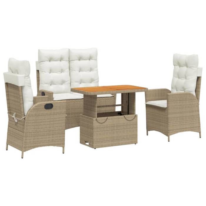 VidaXL Garden Dining Set with Cushions 4 Pcs, Patio Table, Patio Furniture, Outdoor Furniture, Beige 3277479