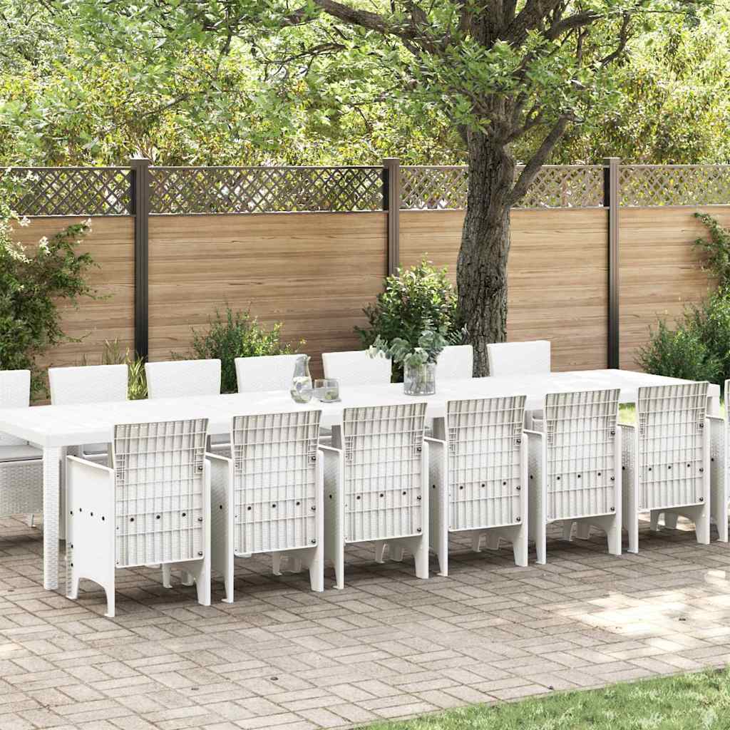 Garden Dining Set with Cushions 15 Pcs White PP