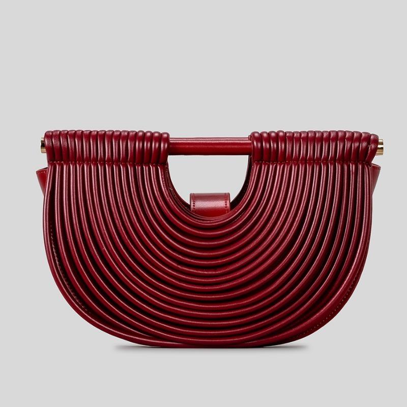 

Пляжная сумка Полукруглая сумка из бамбуковых колен Вечерняя сумочка красный