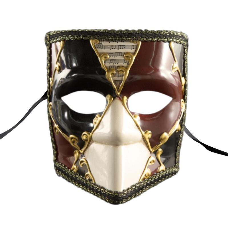 Classical Venetian Mens Masquerade Mask Full Face Lace Trim Phantom Styles Eyemask for Cosplay Costume Parties Accessory