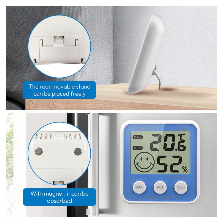 DC108 Digital Thermo-Hygrometer Indoor Thermometer - Precise Humidity & Temperature Monitor with Time Display for European Homes