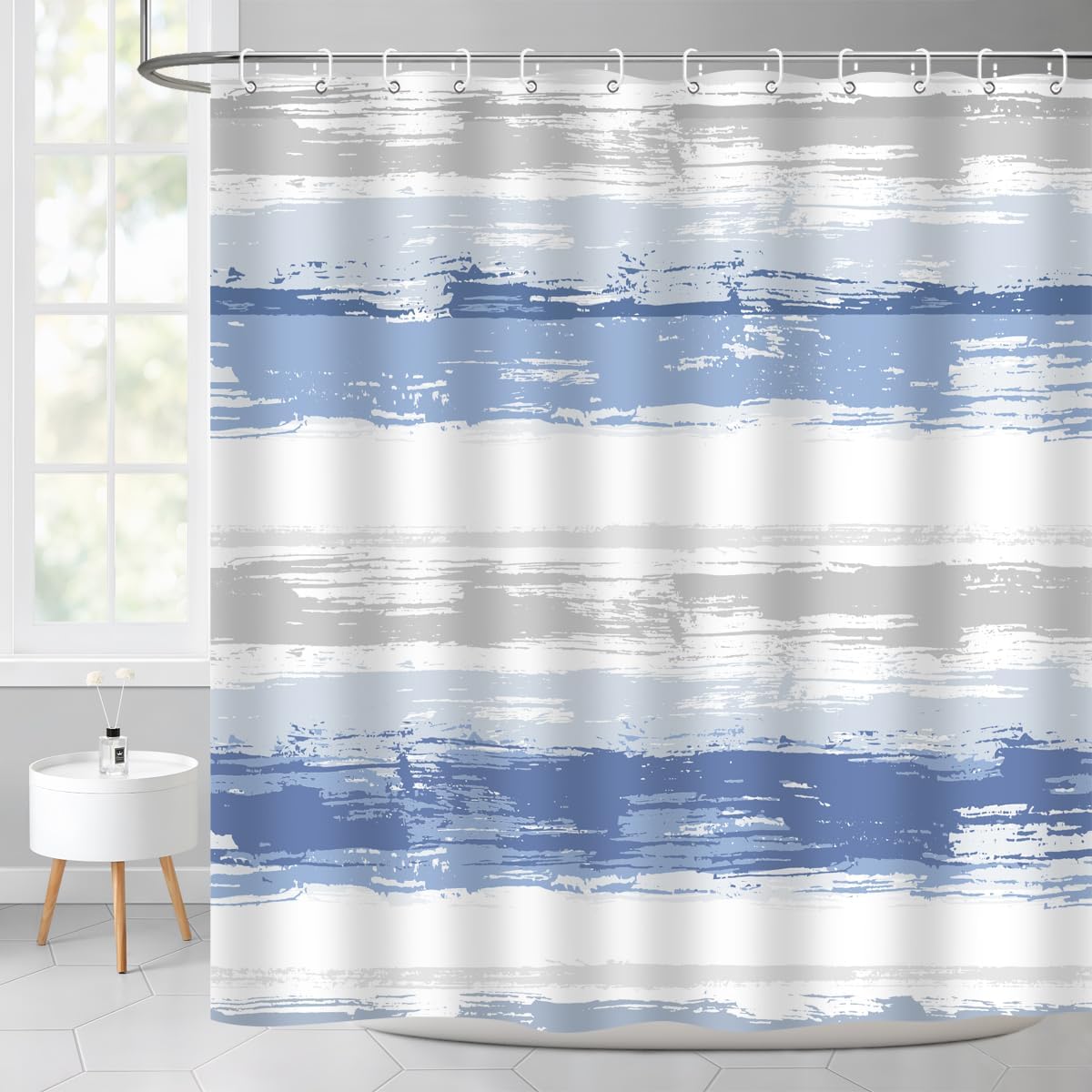 Mountain Shower Curtain Watercolor Misty Forest Foggy Nature Pine Tree Birds Landscape Bathroom Home Decor Waterproof Polyester 90x180CM