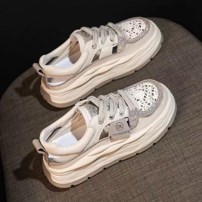 Candy color platform hollow dad shoes women's summer fashion lace-up casual shoes student running sports shoes