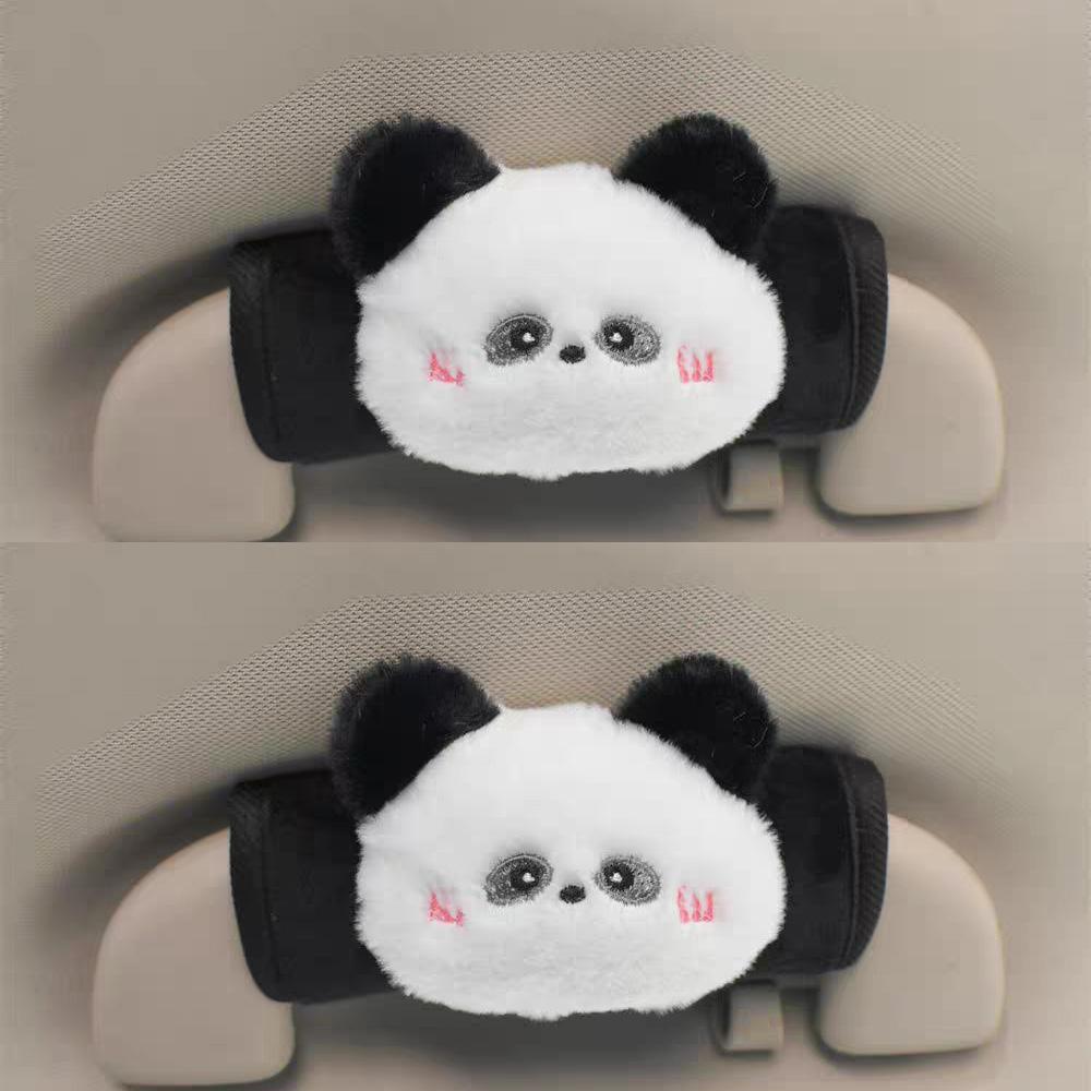 Cute Cartoon Panda Doll Car Interior Door Handle Cover Universal Plush Handbrake Case Protector Auto Roof Holder Protection