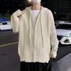 Men Sweater Long Sleeve Zipper Closure Solid Color Hollow-out Design Super Soft Decorative Polyester Men Hooded Sweater Coat Autumn