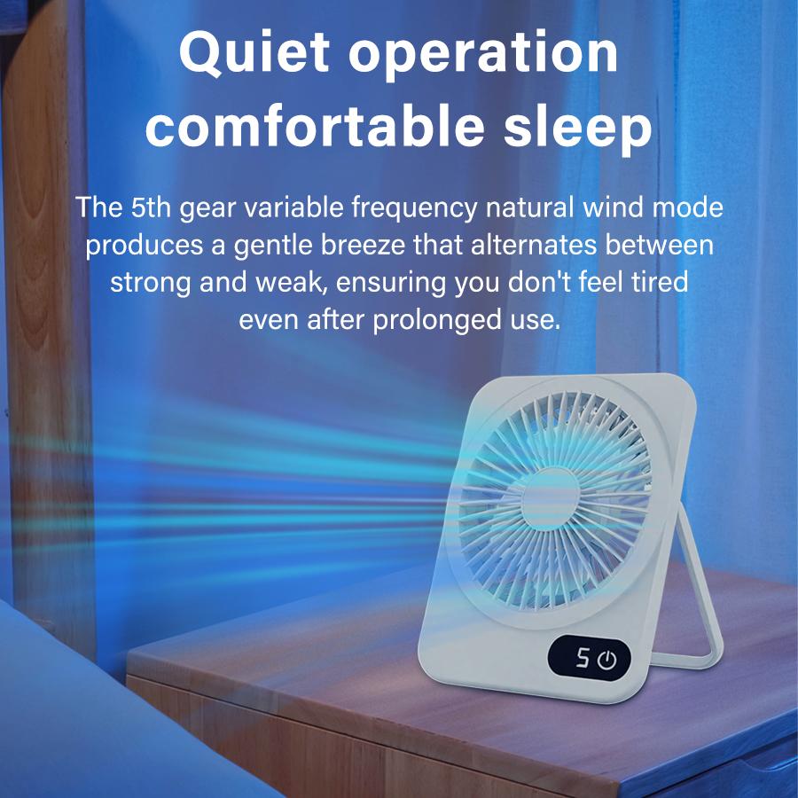 2-in-1 USB Rechargeable Fan with Phone Holder Personal Fan Five Speed Settings Portable Suitable For Office Dormitory Table Use