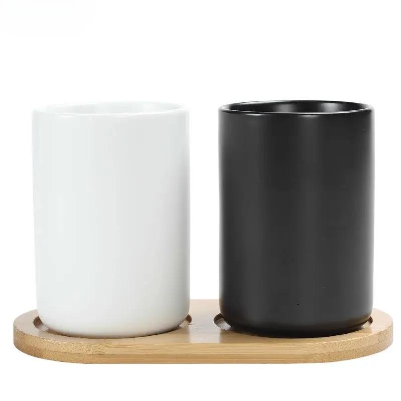 Einfacher Keramik Mundspülbecher Badezimmerzubehör Einfarbiger Keramik Zahnbürstenbecher Waschbecher Haushalts-Badezimmerzubehör