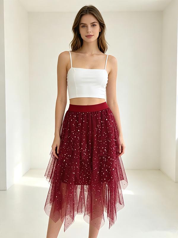 2023 Trendy High-Waisted Irregular Fairy Mesh Skirt - Korean Spring Style