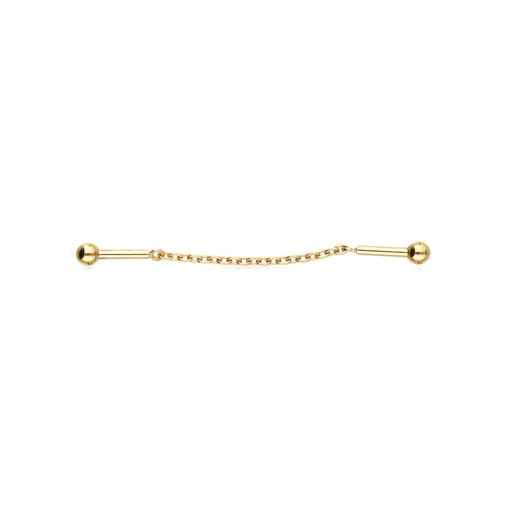 Titanium Earring With Chain - Gold - Tsz-011 1.2/38/3