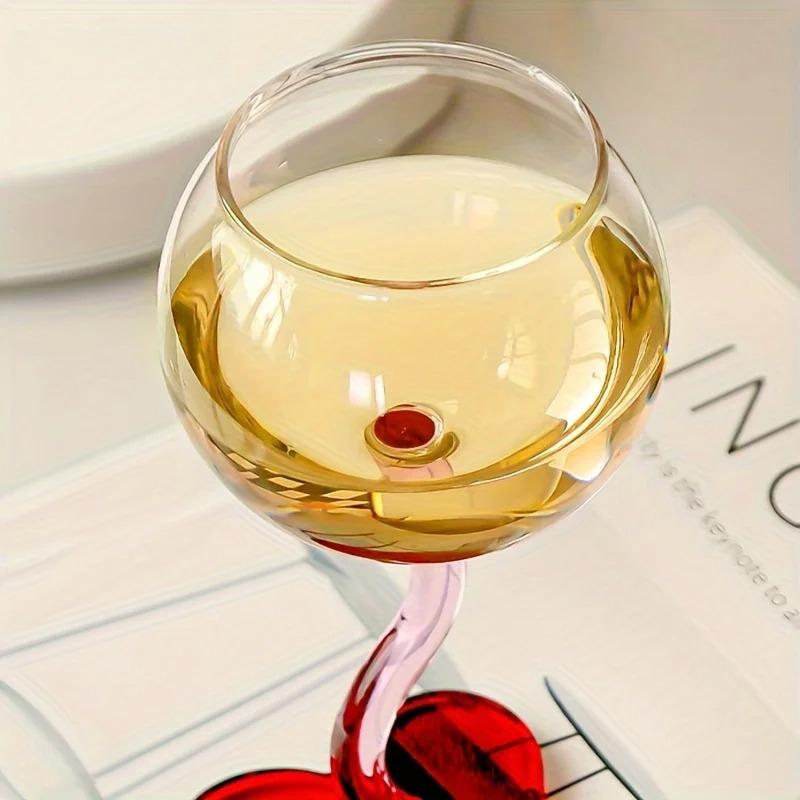 300ML Red Heart Bottom Glass Goblet Mug Red Wine Glass Cup Borosilicate Heat-resista Glass Cocktail Glass Valentine's Day