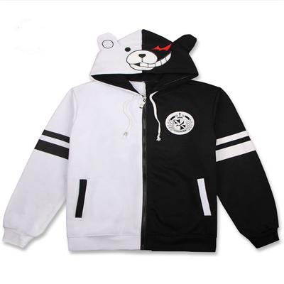 Anime Cosplay Costume Unisex Hoodie Sweatshirt Black White Bear Long Sleeve Daily Casual Coat Jacket