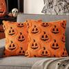 Pumpkin Ghost Pillow Cover Halloween Fun Plush Pillowcase Washable Square Orange Pumpkin Lantern Pillow Protective Covers