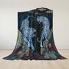 Dual Blue Tigers Flannel Blanket Warm Soft Halloween Christmas Couch Warm Cozy Decorative Decor Gift for All Season